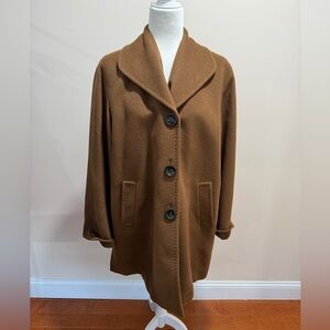 Cinzia Rocca Brown Angora & Wool Long Sleeve Button Front Jacket Coat Sz. 14
